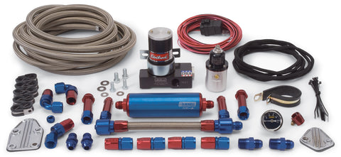 Russell COMPLETE PLUMBING KIT HOLLEY/DEMON DUAL FEED CARB RED/BLUE FINISH - 641520