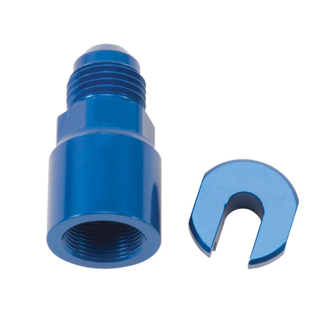 Russell EFI ADAPTER FITTING-8AN MALE TO 3/8in. SAE QUICK-DISCONNECT FEMALE SCREW TYPE; BLUE