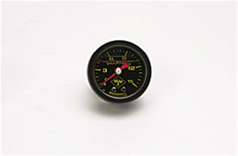 Russell MNB SERIES 0-15 PSI SILICONE FILLED PRESSURE GAUGE W/1/8 NPT MALE INLET; BLK CASE/BEZEL