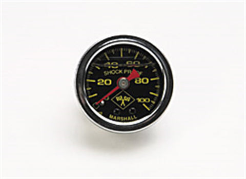 Russell MNS SERIES 0-100 PSI SILICONE FILLED FUEL PRESSURE GAUGE W/1/8 NPT MALE INLET; CHROME CASE/BLK BEZEL
