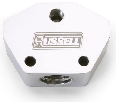 Russell POLISHED BILLET Y BLOCK W/-6 INLET /-6 OUTLET