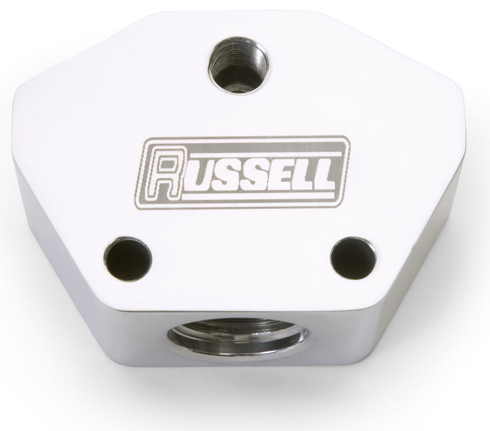 Russell POLISHED BILLET Y BLOCK W/-10 INLET /-10 OUTLET
