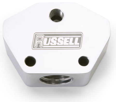 Russell POLISHED BILLET Y BLOCK W/-10 INLET /-10 OUTLET