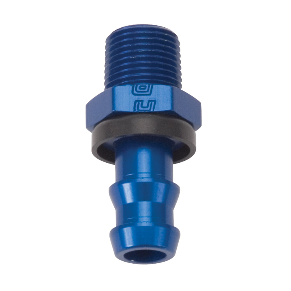 Russell ADAPTER FITTING #8 TWIST LOK BARB TO 3/8 NPT MALE STRAIGHT BLUE ANODIZED