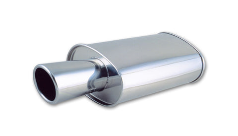 STREETPOWER Oval Muffler w/ 4in Round Angle Cut Tip (2.5in inlet)