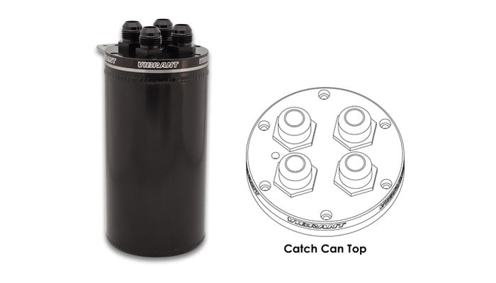 Catch Can with 4 Adapters on Cap, CNC Logo - Anodized Black