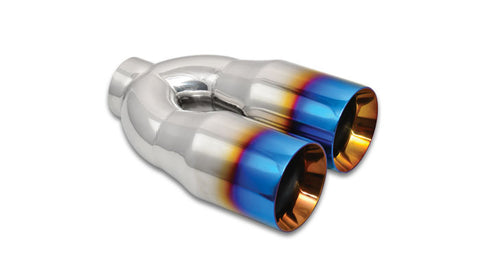 Dual 3.25in x 2.75in Oval Stainless Steel Tips (Single Wall, Angle Cut)