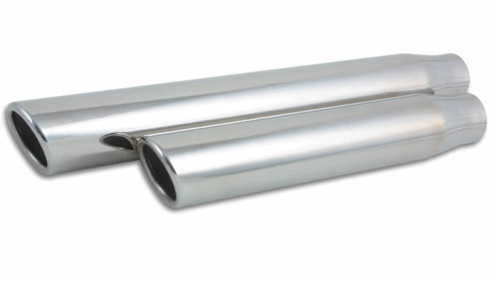 3.5in Round Stainless Steel Tip (Single Wall, Angle Cut) - 3in inlet, 11in long