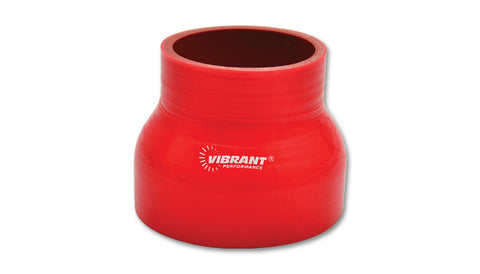 4 Ply Silicone Reducer Coupler, 1.5in x 1.75in x 3in Long - Red