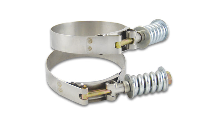 Stainless Steel Spring Loaded T-Bolt Clamps (Pack of 2) - Range: 2.46in-2.76in