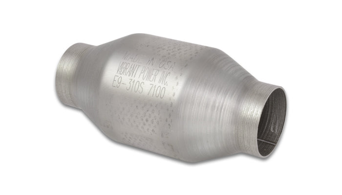 Round Metal Core Catalytic Converter, 2.25in Inlet/Outlet