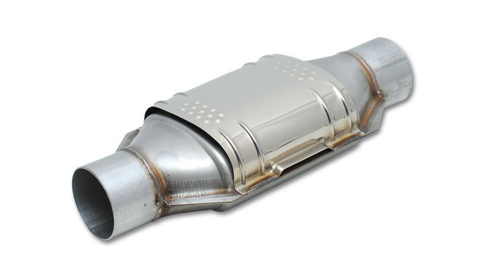 Round Metal Core Catalytic Converter, 2.5in Inlet/Outlet