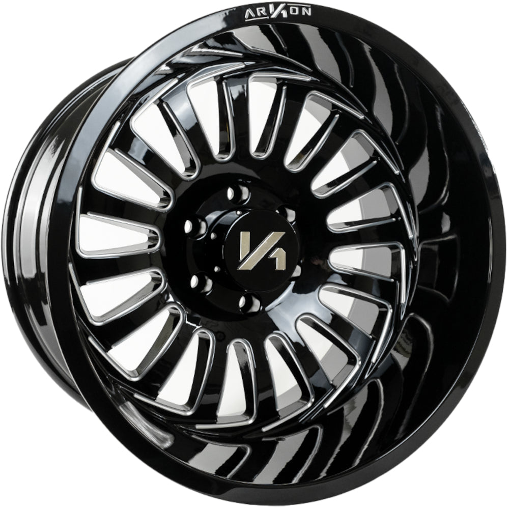 Alexander Off Road Wheels Gloss Black Milled Edges 22x12 8x6.5 -51 125