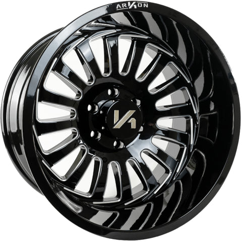 Alexander Off Road Wheels Gloss Black Milled Edges 20x12 8x6.5 -51 125.5mm Arkon Off Road