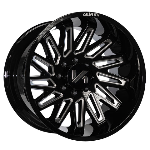 Armstrong Off Road Wheels Gloss Black Milled Edges 20x12 8x6.5 -51 125.5mm Arkon Off Road
