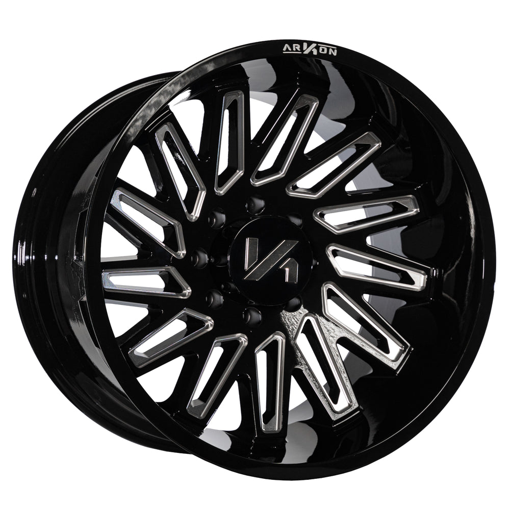 Armstrong Off Road Wheels Gloss Black Milled Edges 24x14 8x6.5 -81 125.5mm Arkon Off Road