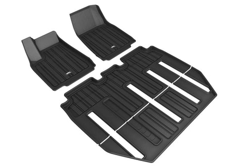 3D Maxpider 17-21 Tesla Model X Folding 7-Seat Elitect 1st 2nd 3rd Row - Floor Mat Set (Black)