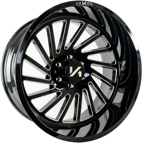 Caesar Off Road Wheels Gloss Black Milled Edges 22x12 8x6.5 -51 125.5mm Arkon Off Road