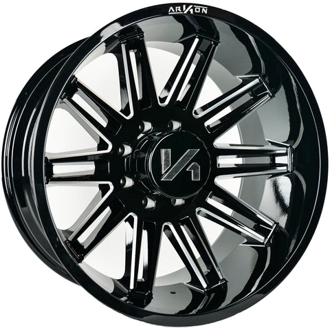 Churchill Off Road Wheels Gloss Black Milled Edges 20x10 6x135 -25 87.1mm Arkon Off Road