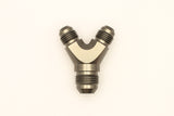 DeatschWerks 6AN Male Flare + 6AN Male Flare to 8AN Male Flare Y Block Fitting