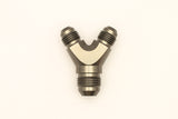DeatschWerks 6AN Male Flare + 6AN Male Flare to 8AN Male Flare Y Block Fitting