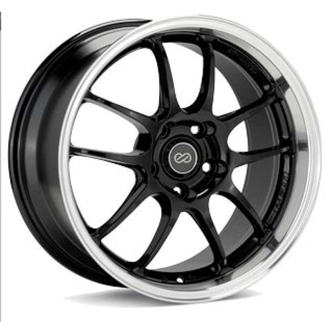 Enkei PF01SS 17x8 5x114.3 50mm Offset 75mm Bore Diameter Gloss Black w/ Machined Lip