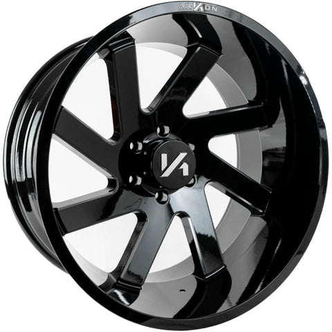 Lincoln Off Road Wheels Gloss Black Milled Edges 22x12 6x5.5 -51 108mm Arkon Off Road