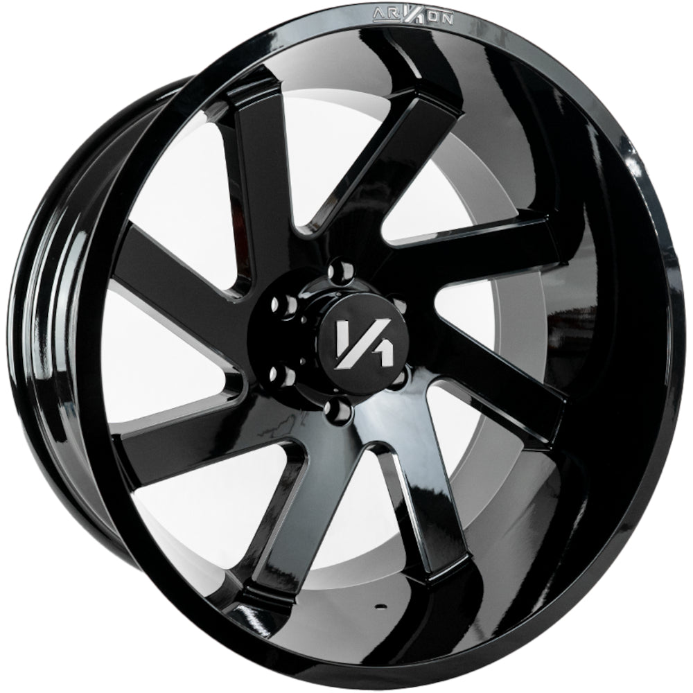 Lincoln Off Road Wheels Gloss Black Milled Edges 22x12 5x5.5 -51 108mm Arkon Off Road